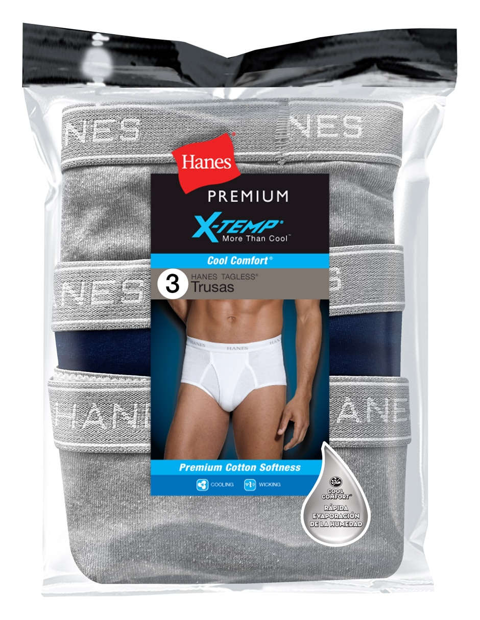 Trusa hanes de algodón para hombre 3 piezas