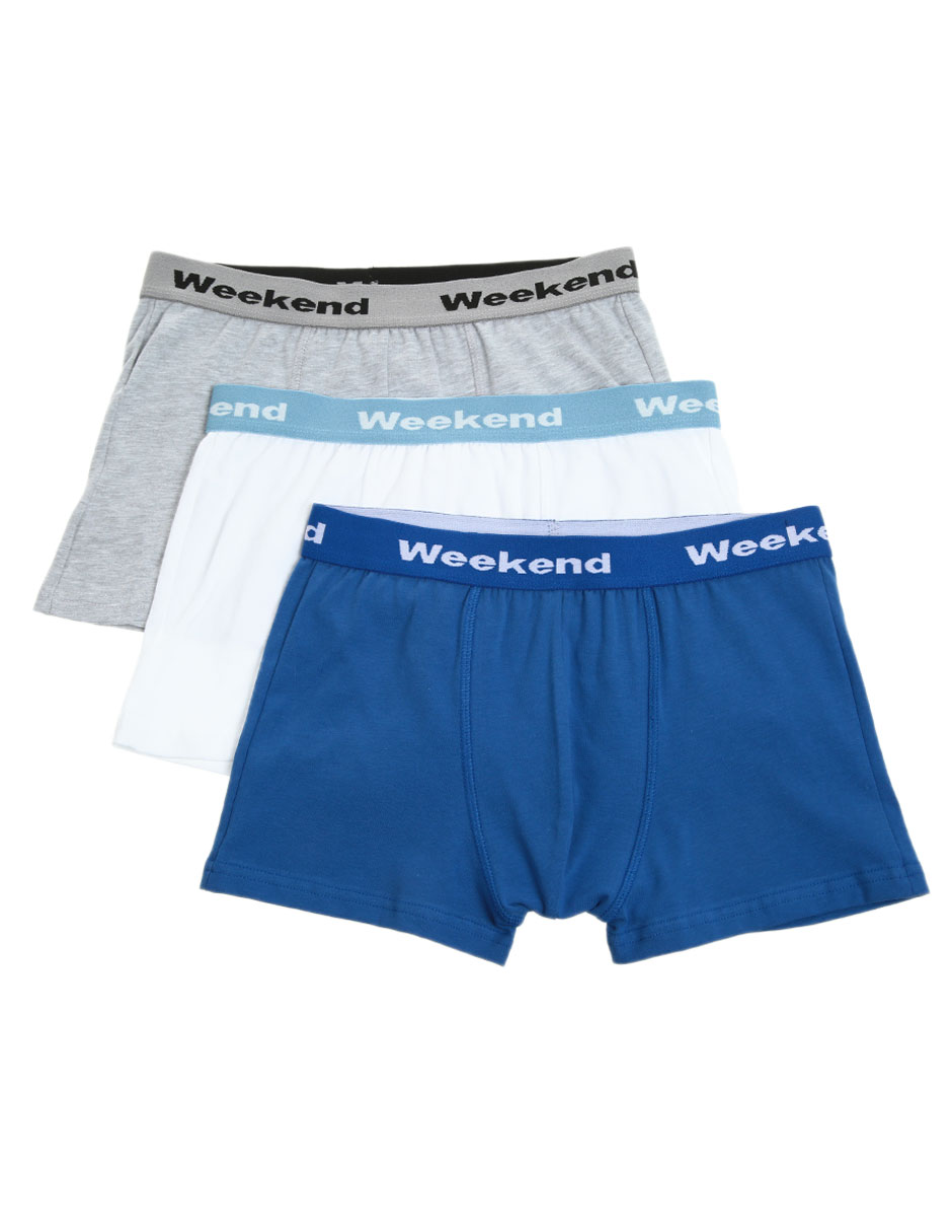 Set bóxer trunk Weekend de algodón para hombre 3 piezas