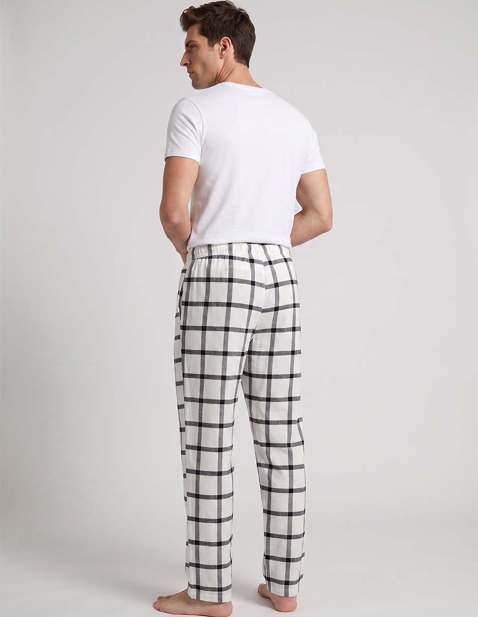 Pantalón pijama estampado a cuadros de algodón para hombre 2
