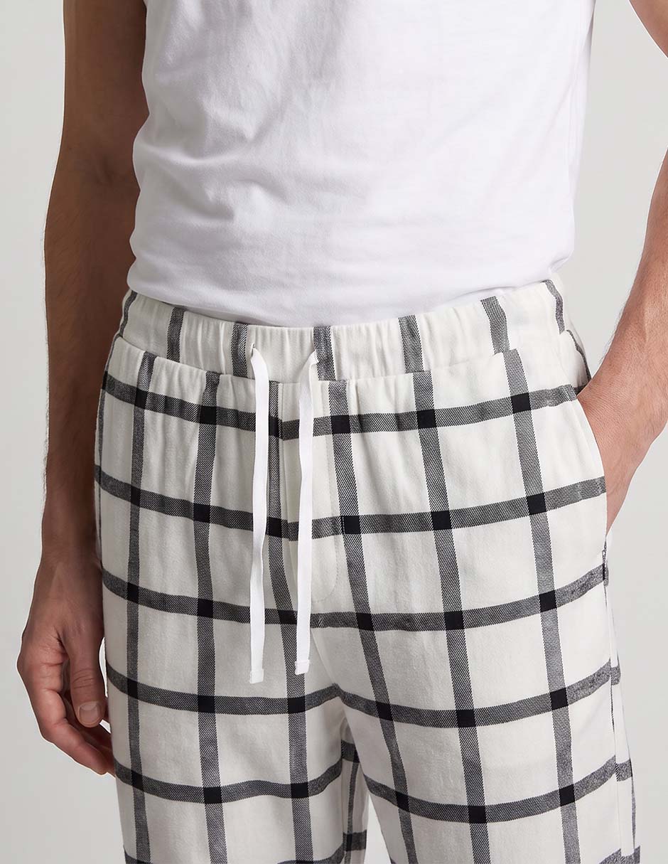 Pantalón pijama estampado a cuadros de algodón para hombre 4