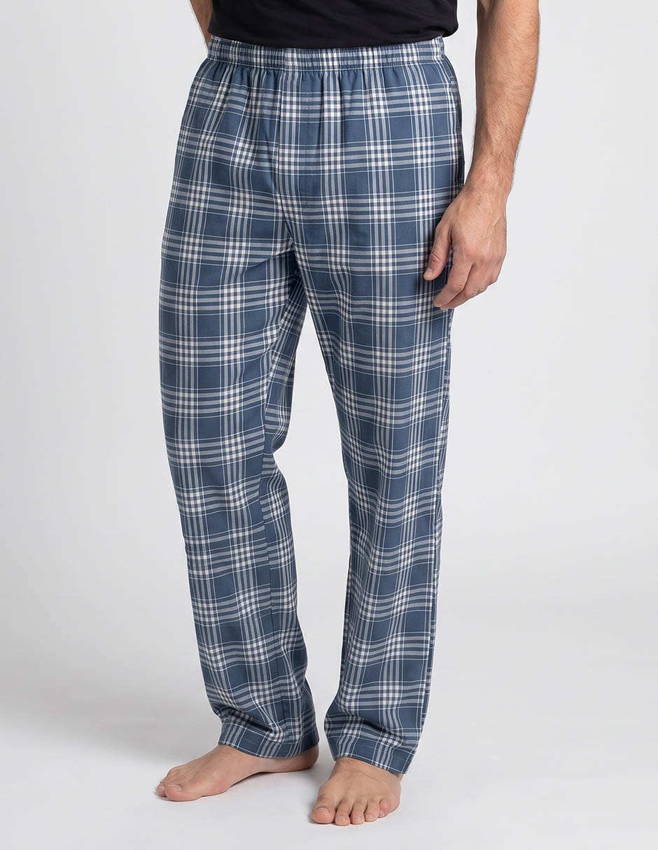 Pantalón pijama estampado a cuadros de algodón para hombre 1