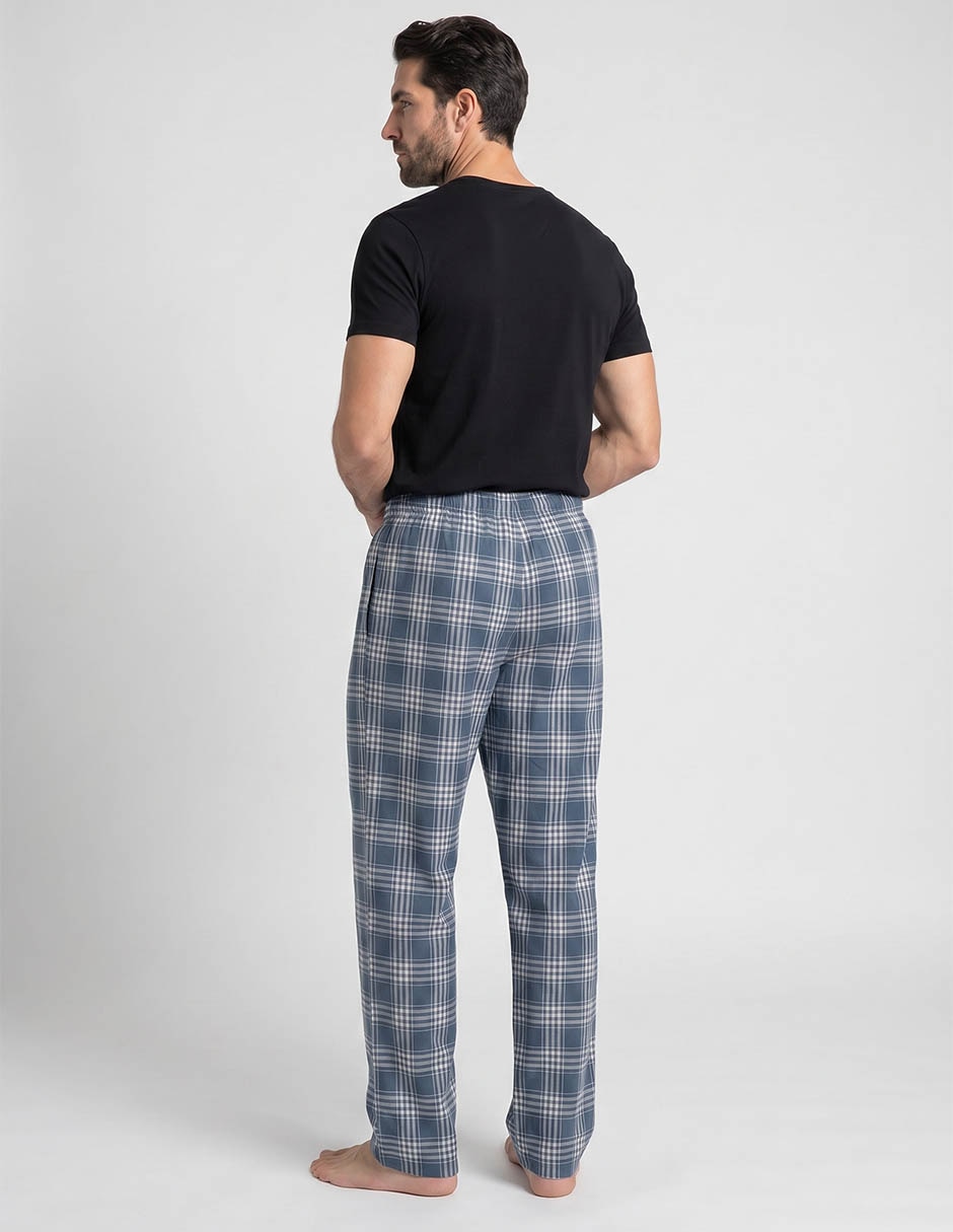 Pantalón pijama estampado a cuadros de algodón para hombre 4