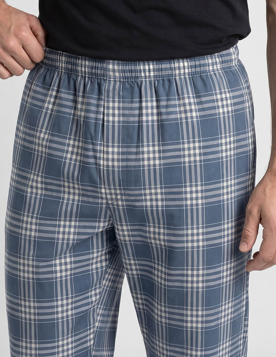 Pantalón pijama estampado a cuadros de algodón para hombre 5