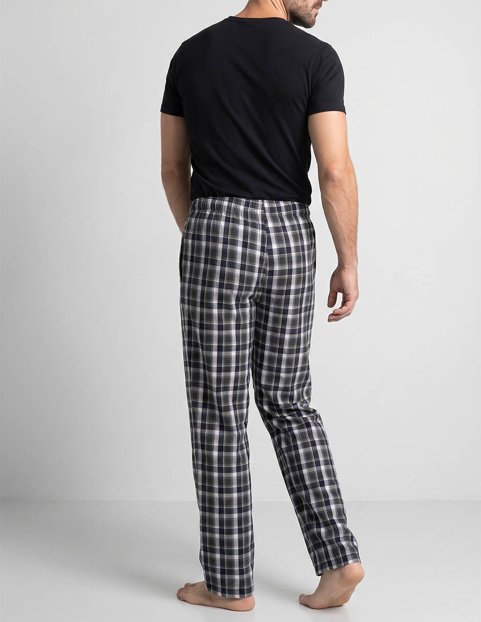 Pantalón pijama weekend estampado a cuadros de algodón para hombre