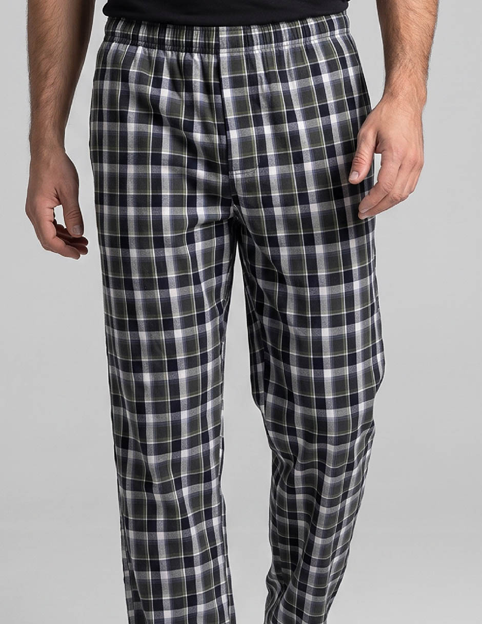 Pantalón pijama weekend estampado a cuadros de algodón para hombre